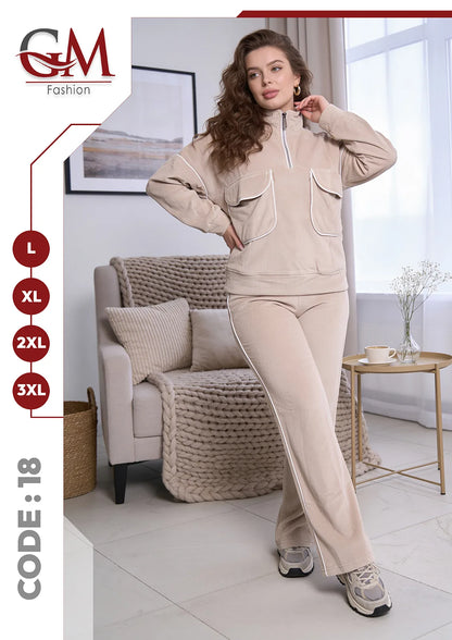 ترنج حريمى شتوى بسوستة و جيوب- موديل 18- GM Fashion