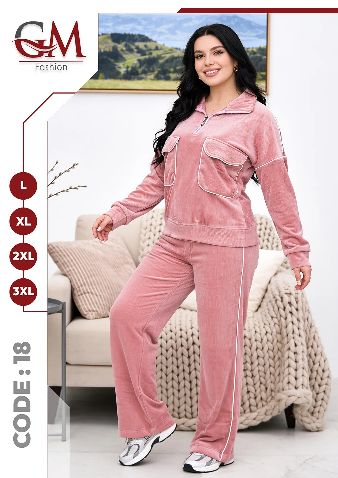 ترنج حريمى شتوى بسوستة و جيوب- موديل 18- GM Fashion