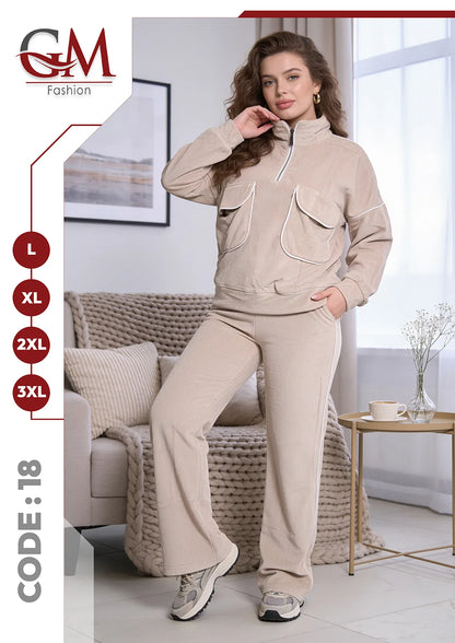 ترنج حريمى شتوى بسوستة و جيوب- موديل 18- GM Fashion