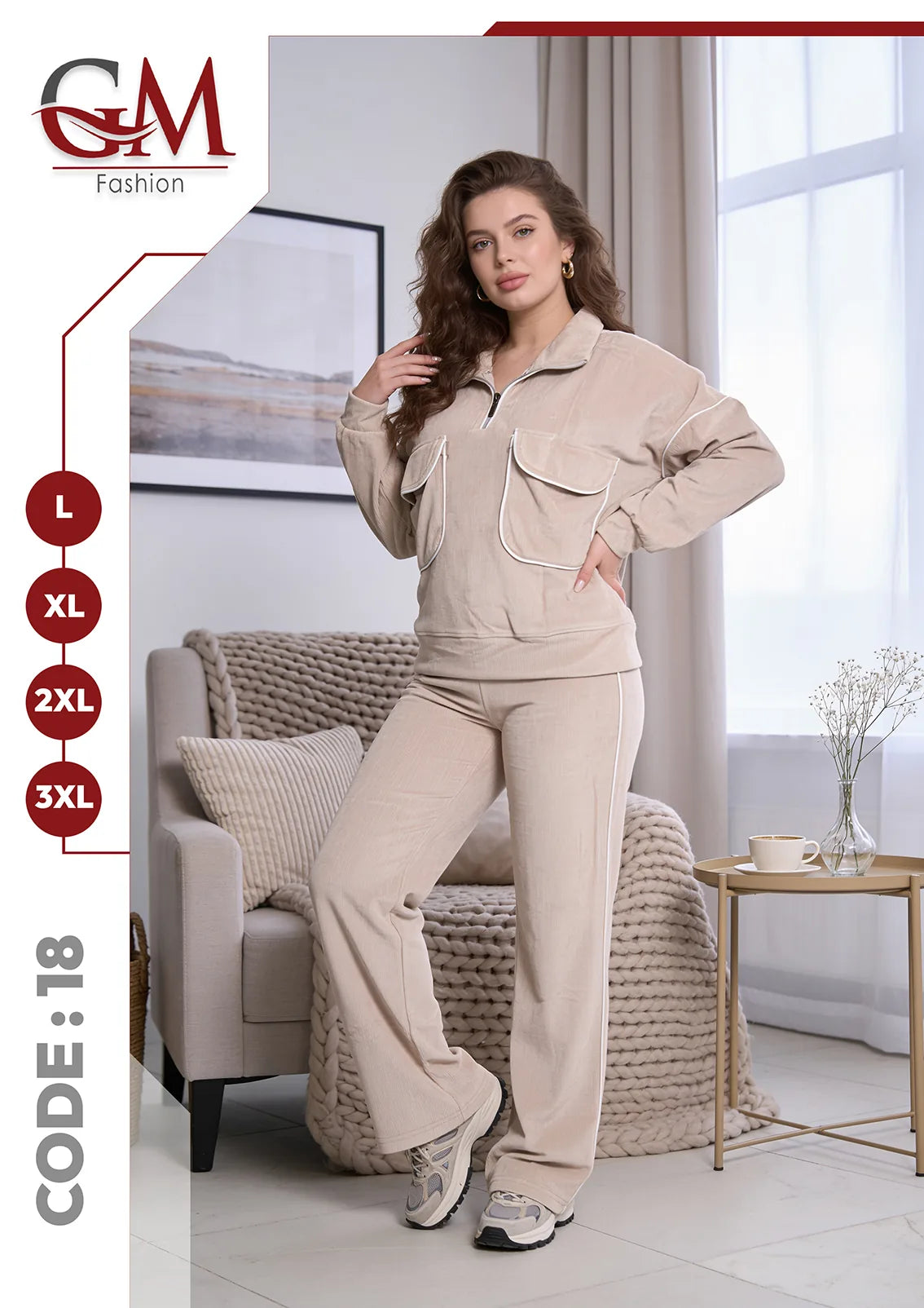 ترنج حريمى شتوى بسوستة و جيوب- موديل 18- GM Fashion