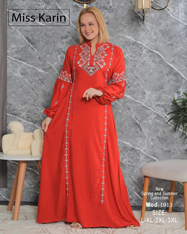 فستان حريمي طويل بتطريز تراثي فاخر | Miss Karin موديل 1913