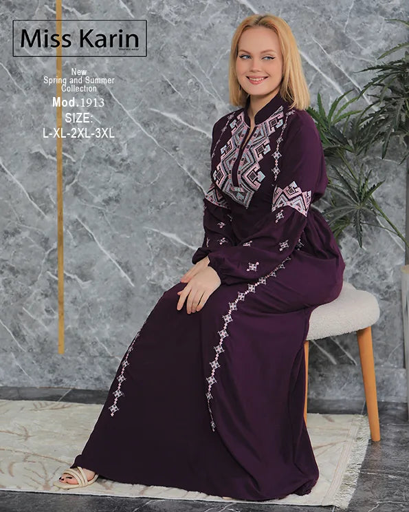 فستان حريمي طويل بتطريز تراثي فاخر | Miss Karin موديل 1913