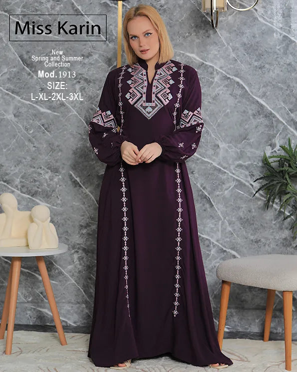 فستان حريمي طويل بتطريز تراثي فاخر | Miss Karin موديل 1913