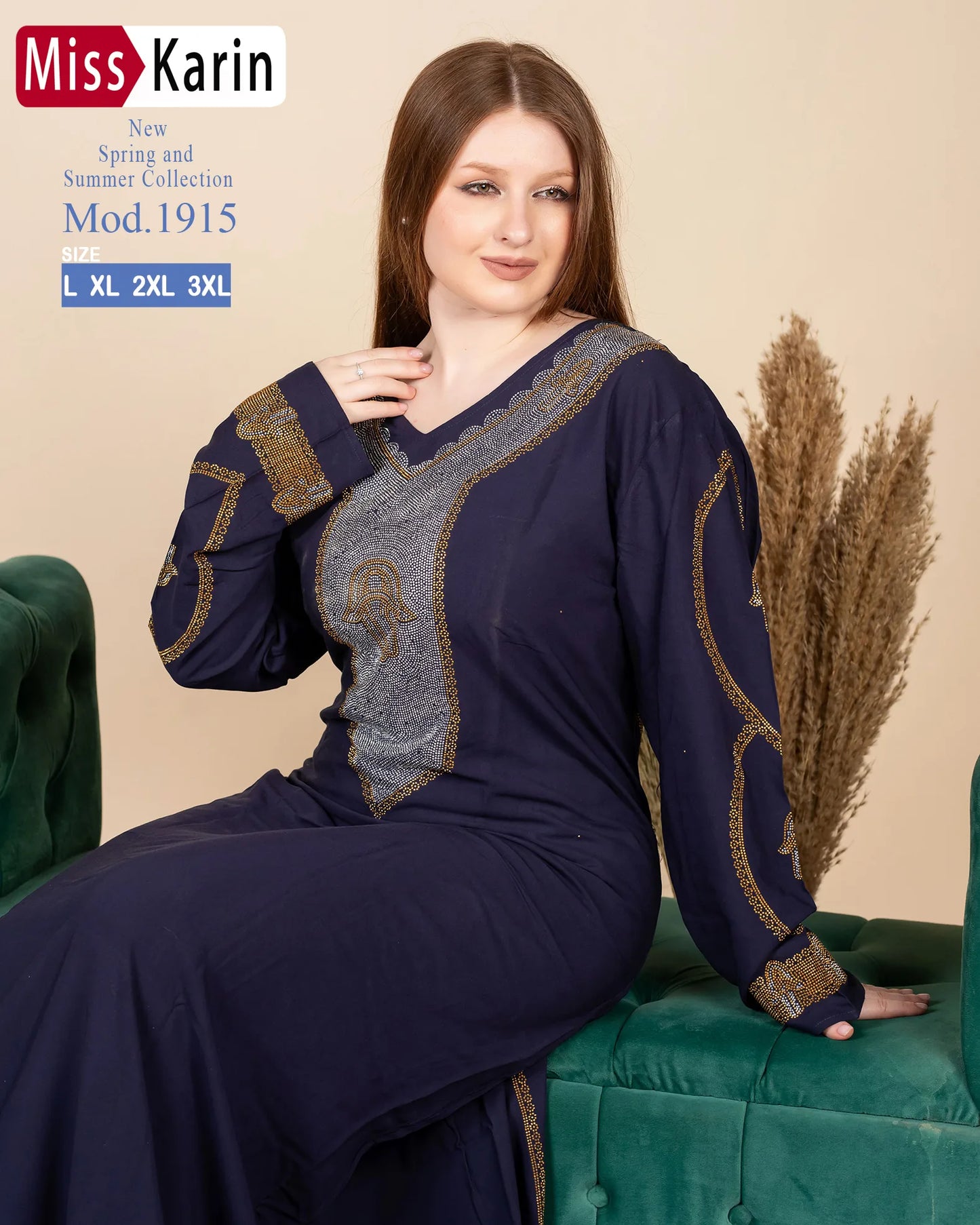 جلابية حريمي مطرزة فخمة ستايل عربي | Miss Karin كود 1915