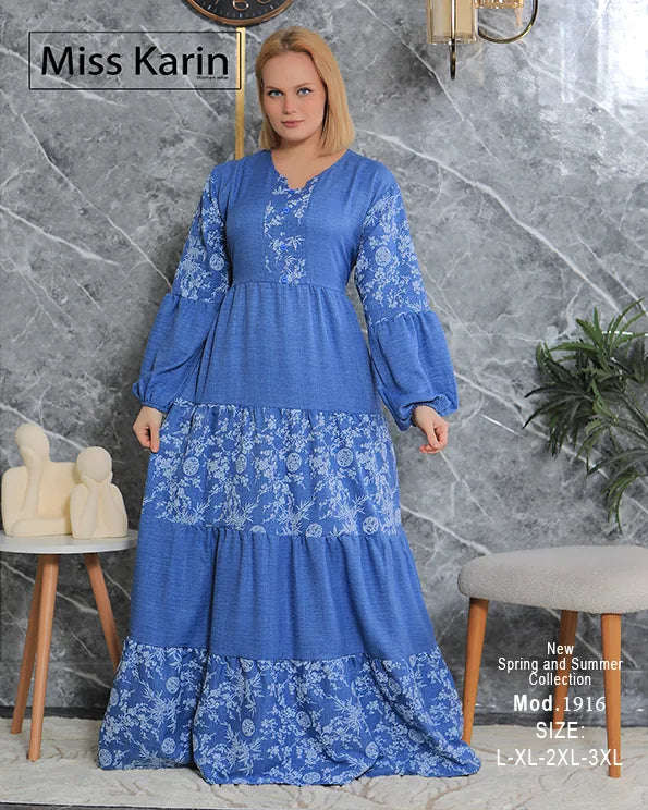 جلابية حريمي طويلة أنيقة بطبقات مميزة | Miss Karin موديل 1916