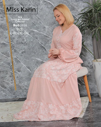 جلابية حريمي طويلة أنيقة بطبقات مميزة | Miss Karin موديل 1916