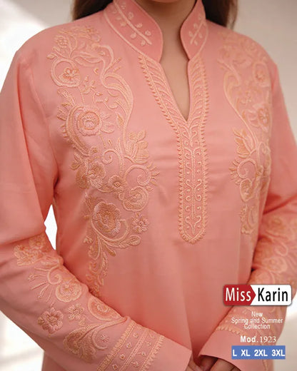 جلابية حريمي مطرزة راقية طويلة | Miss Karin كود 1923