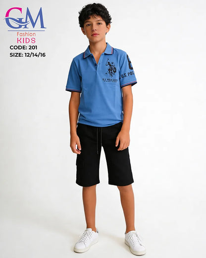 طقم أولادي بولو صيفي وشورت كارجو للأطفال – GM Fashion Kids موديل 201