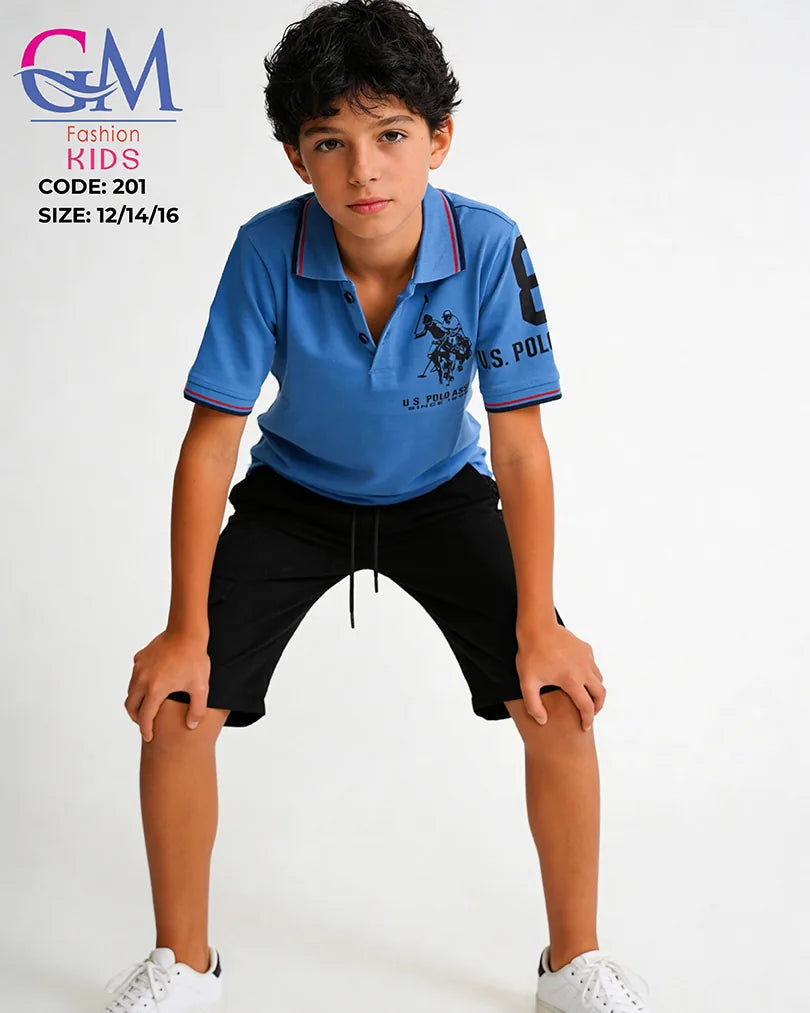 طقم أولادي بولو صيفي وشورت كارجو للأطفال – GM Fashion Kids موديل 201