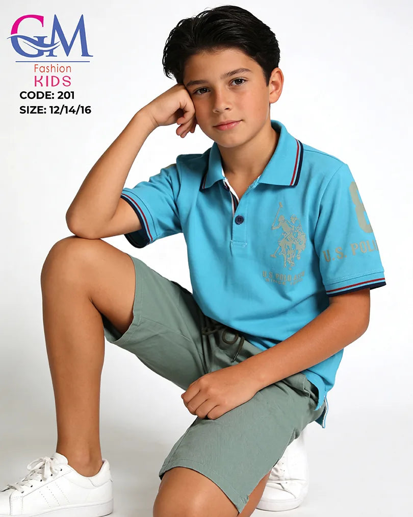 طقم أولادي بولو صيفي وشورت كارجو للأطفال – GM Fashion Kids موديل 201