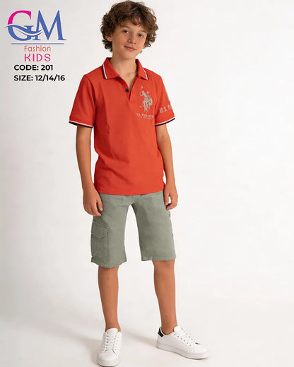 طقم أولادي بولو صيفي وشورت كارجو للأطفال – GM Fashion Kids موديل 201