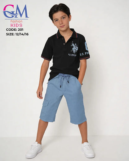 طقم أولادي بولو صيفي وشورت كارجو للأطفال – GM Fashion Kids موديل 201