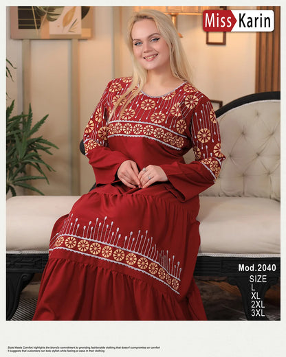 عباية استقبال قطن مطرزة فخمة Miss Karin – موديل 2040 | ألوان متعددة ومقاسات حتى 3XL