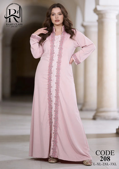 جلابية حريمي قطيفة مطرزة بفصوص راقية – Ramy Class موديل 208