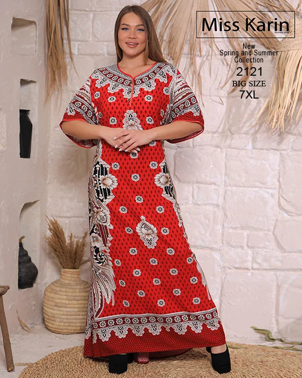جلابية حريمي مشجرة واسعة مقاس كبير 7XL – Miss Karin موديل 2121