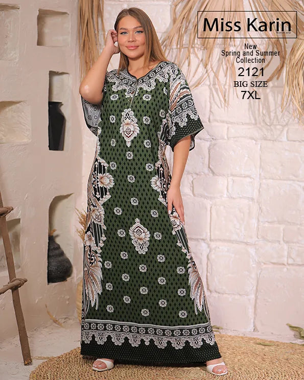 جلابية حريمي مشجرة واسعة مقاس كبير 7XL – Miss Karin موديل 2121