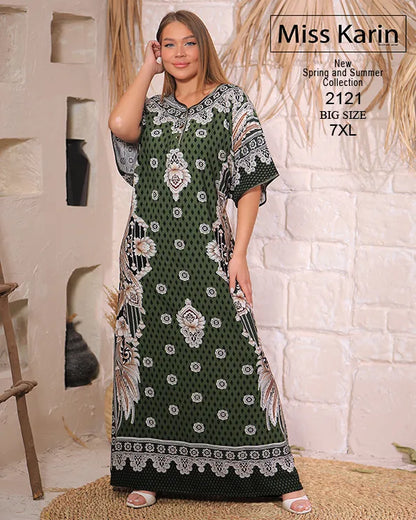 جلابية حريمي مشجرة واسعة مقاس كبير 7XL – Miss Karin موديل 2121