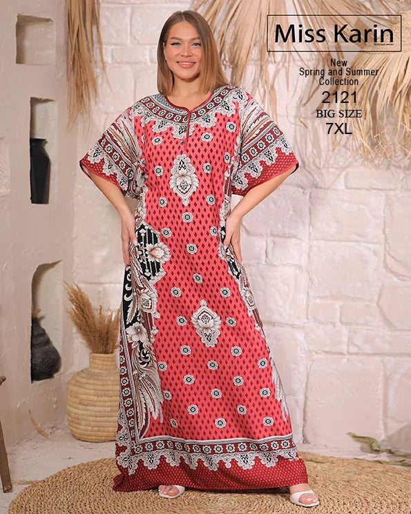 جلابية حريمي مشجرة واسعة مقاس كبير 7XL – Miss Karin موديل 2121