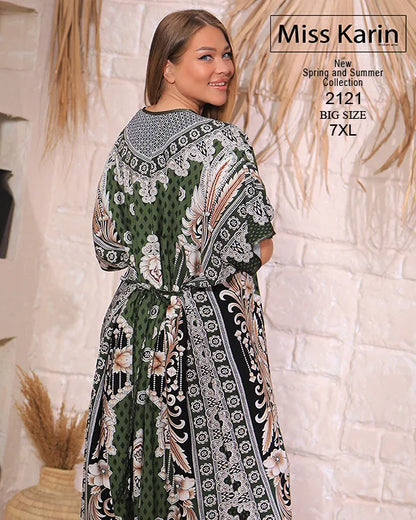 جلابية حريمي مشجرة واسعة مقاس كبير 7XL – Miss Karin موديل 2121