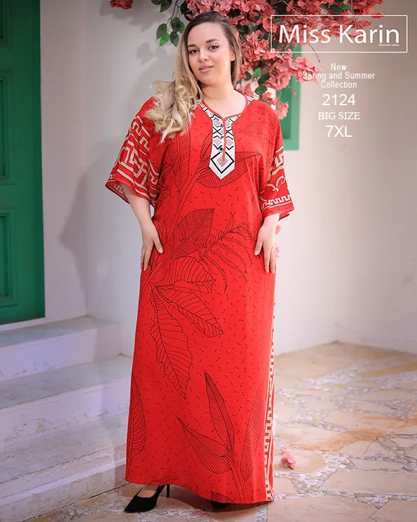 جلابية حريمي صيفي مقاسات كبيرة حتى 7XL | Miss Karin موديل 2124