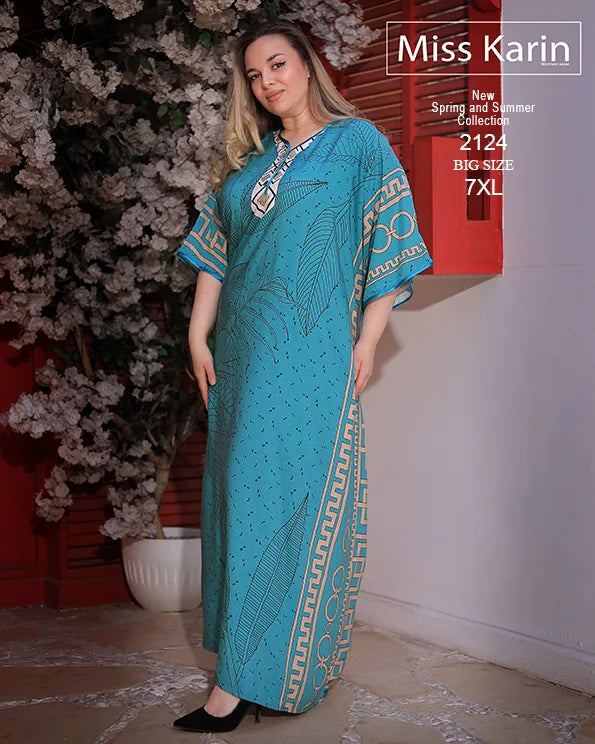 جلابية حريمي صيفي مقاسات كبيرة حتى 7XL | Miss Karin موديل 2124