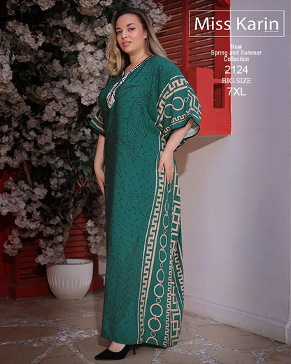 جلابية حريمي صيفي مقاسات كبيرة حتى 7XL | Miss Karin موديل 2124