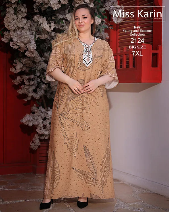 جلابية حريمي صيفي مقاسات كبيرة حتى 7XL | Miss Karin موديل 2124