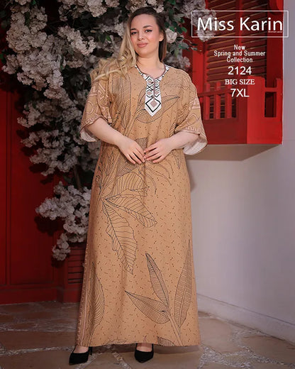 جلابية حريمي صيفي مقاسات كبيرة حتى 7XL | Miss Karin موديل 2124