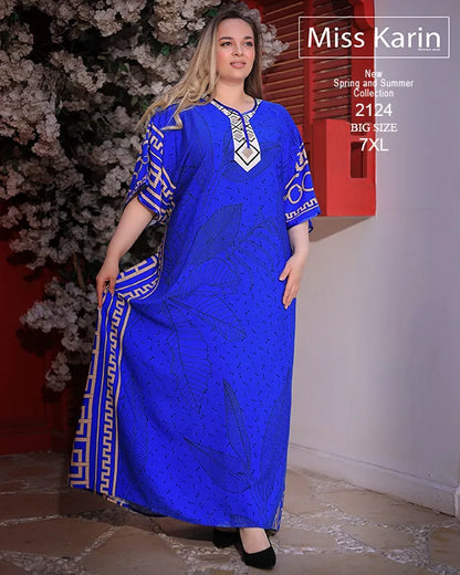 جلابية حريمي صيفي مقاسات كبيرة حتى 7XL | Miss Karin موديل 2124