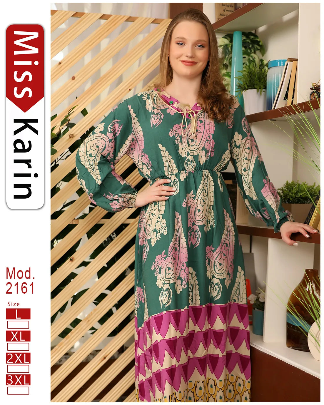 جلابية مطبوعة بطابعة فلاحي – موديل 2161 من ميس كارين