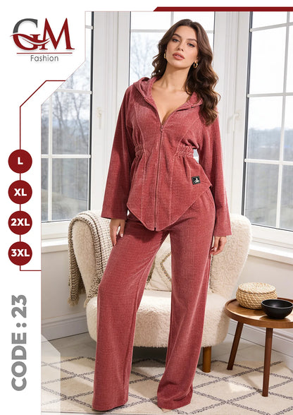 ترنج حريمى شتوى هودى بسوستة - موديل 23 - GM Fashion