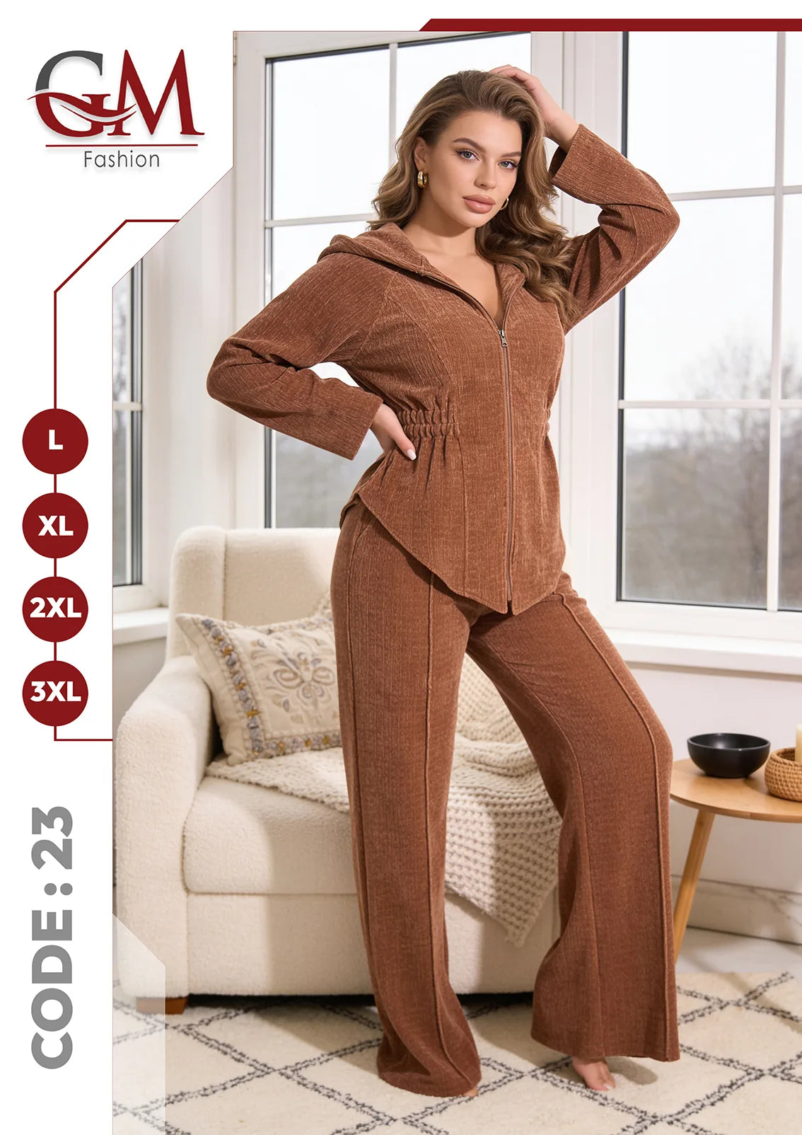 ترنج حريمى شتوى هودى بسوستة - موديل 23 - GM Fashion