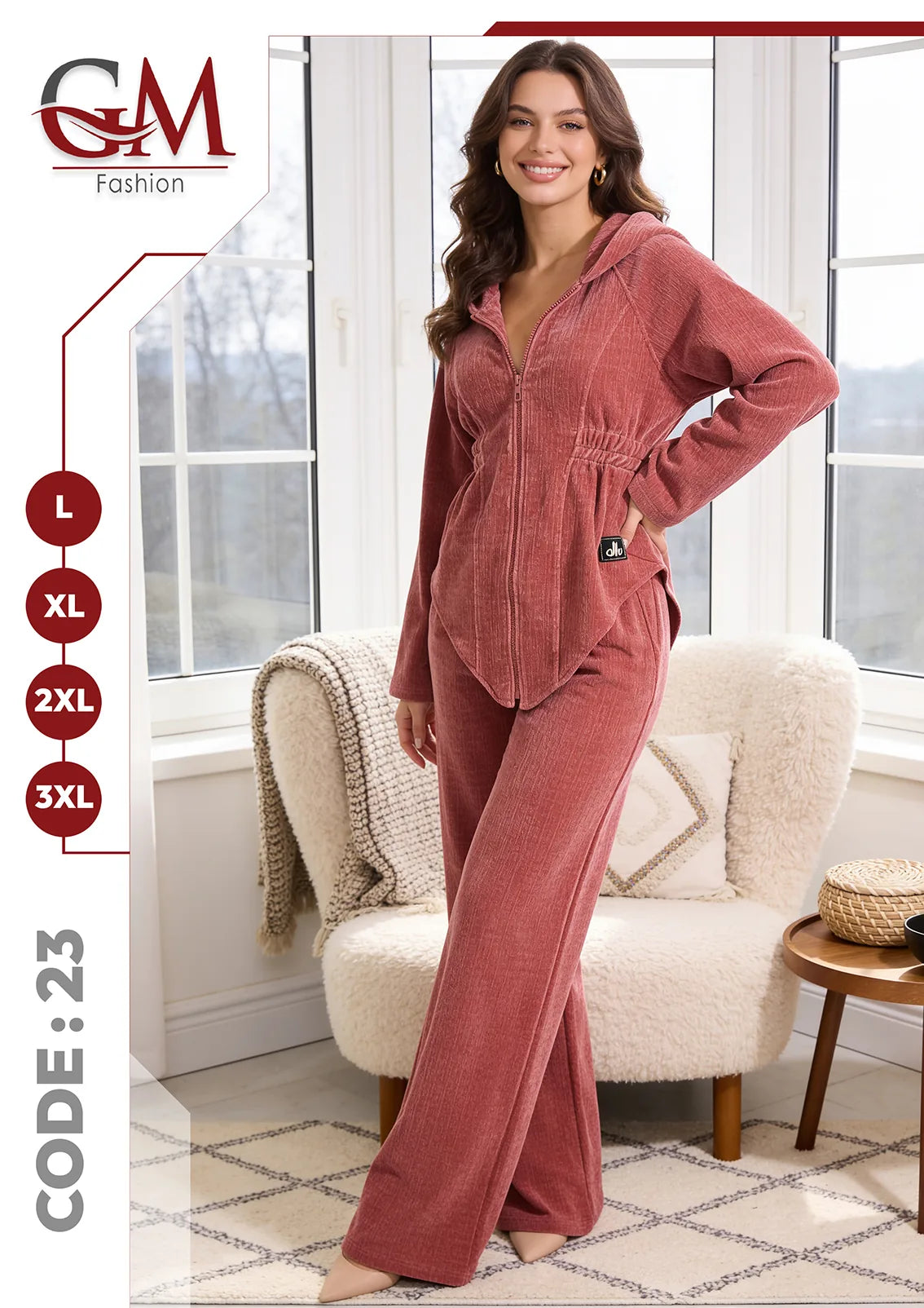 ترنج حريمى شتوى هودى بسوستة - موديل 23 - GM Fashion