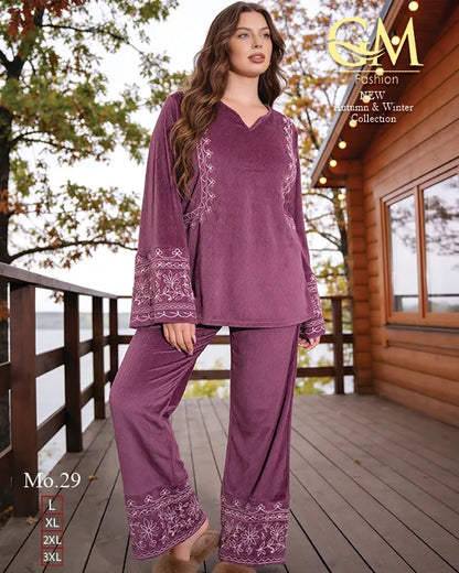 طقم بيتي شتوي مطرز – كود 29