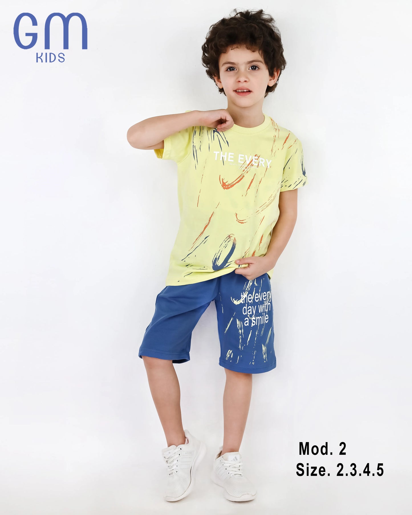 طقم أولادي صيفي تيشيرت وشورت قطن | GM Kids موديل 2