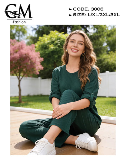 ترنج حريمي صيفي قطن مريح 2 قطعة | GM Fashion كود 3006