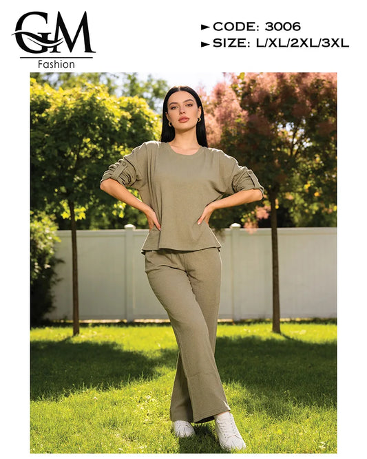 ترنج حريمي صيفي قطن مريح 2 قطعة | GM Fashion كود 3006
