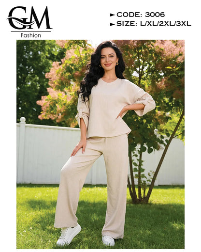 ترنج حريمي صيفي قطن مريح 2 قطعة | GM Fashion كود 3006