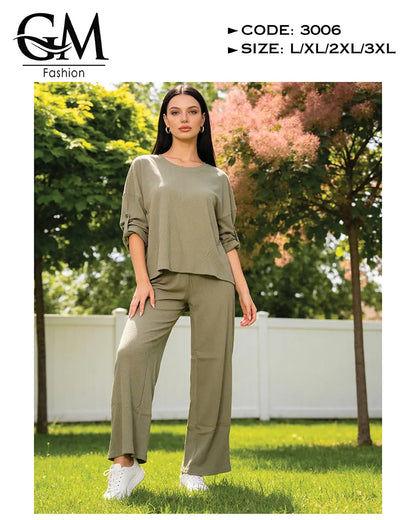 ترنج حريمي صيفي قطن مريح 2 قطعة | GM Fashion كود 3006