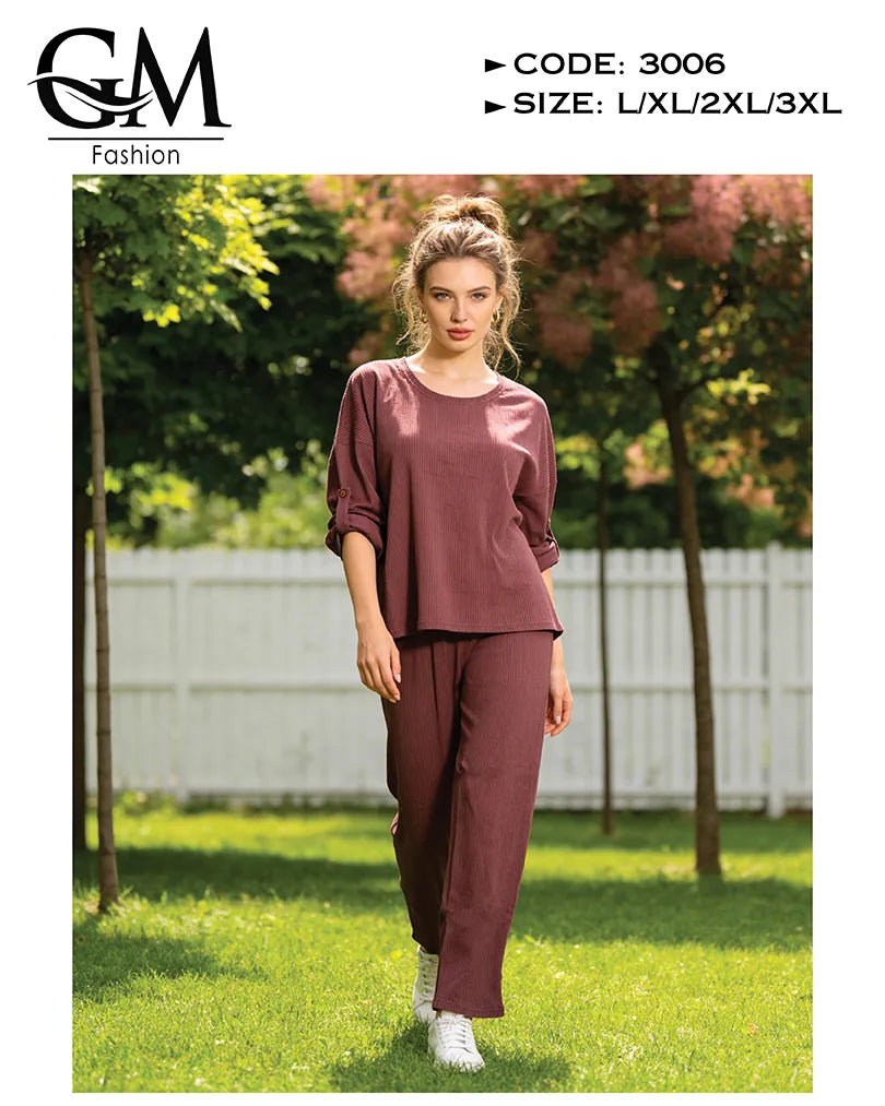 ترنج حريمي صيفي قطن مريح 2 قطعة | GM Fashion كود 3006