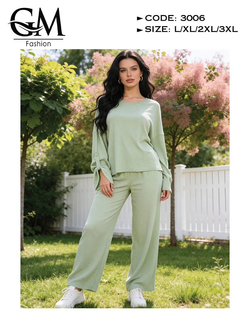ترنج حريمي صيفي قطن مريح 2 قطعة | GM Fashion كود 3006