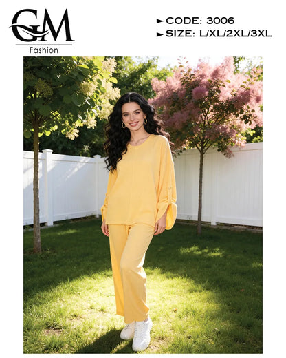 ترنج حريمي صيفي قطن مريح 2 قطعة | GM Fashion كود 3006