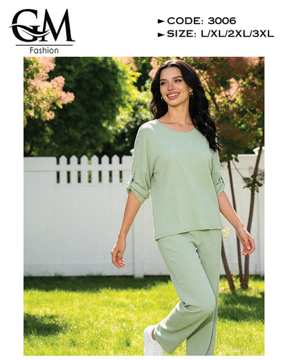 ترنج حريمي صيفي قطن مريح 2 قطعة | GM Fashion كود 3006