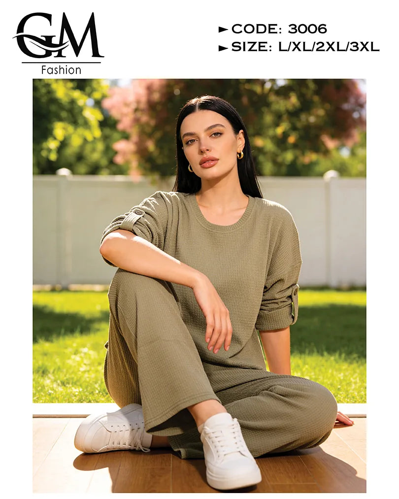 ترنج حريمي صيفي قطن مريح 2 قطعة | GM Fashion كود 3006