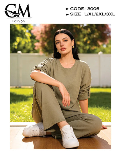 ترنج حريمي صيفي قطن مريح 2 قطعة | GM Fashion كود 3006