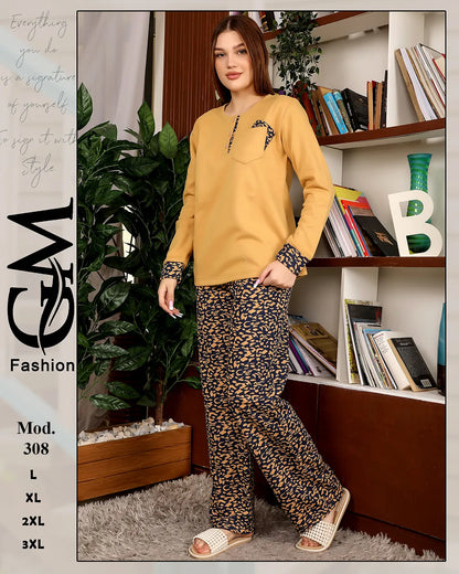 طقم شتوي نسائي ميلتون مريح بلمسة حيوانية | موديل 308 | GM Fashion