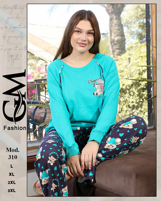 طقم هوم وير شتوي ميلتون ميكستر للسيدات بألوان مميزة – موديل 310 | GM Fashion