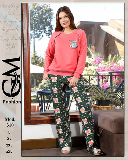 طقم هوم وير شتوي ميلتون ميكستر للسيدات بألوان مميزة – موديل 310 | GM Fashion