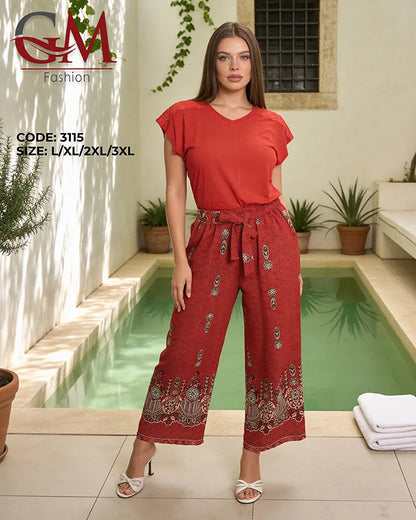 بيجامة حريمي صيفي أنيقة بدانتيل على الكتف – GM Fashion موديل 3115