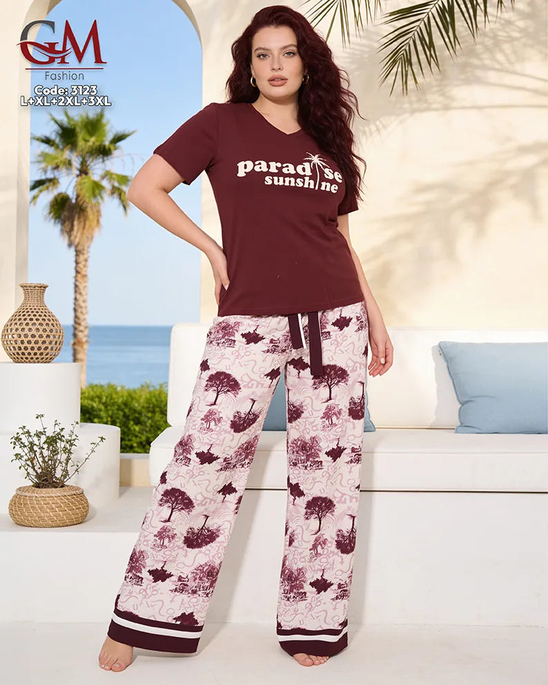 بيجامة حريمي صيفي Paradise Sunshine – GM Fashion موديل 3123